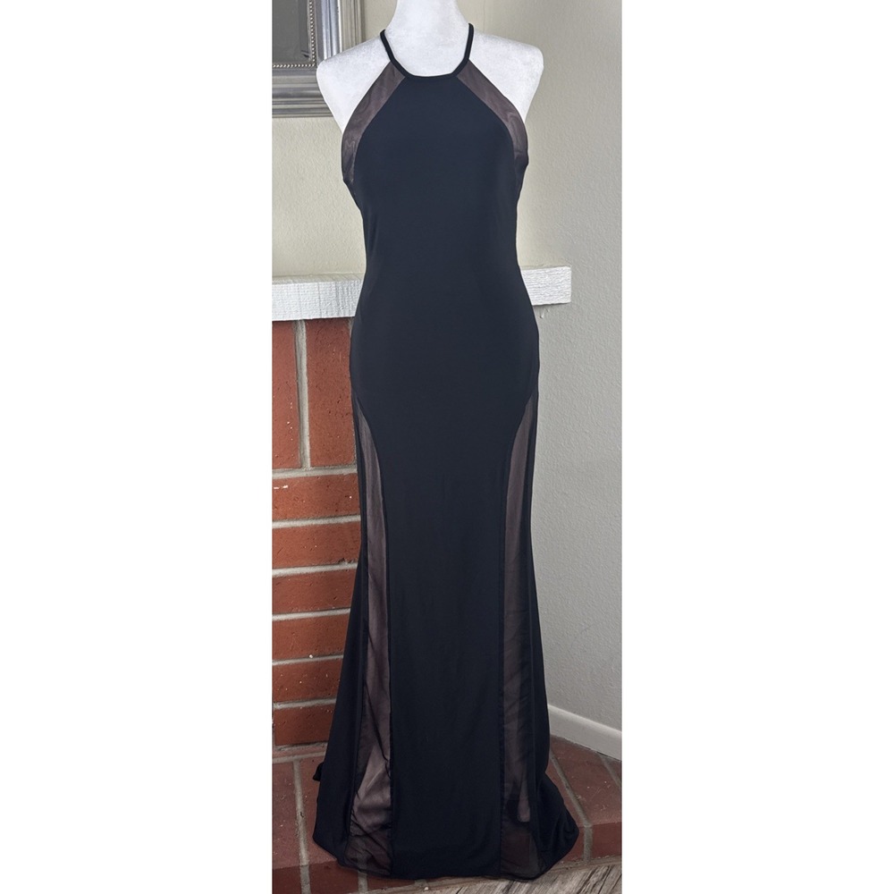 VTG Y2K Morgan & Co. Maxi Dress Womens 5/6  Halter Black Whimsigoth Witchy